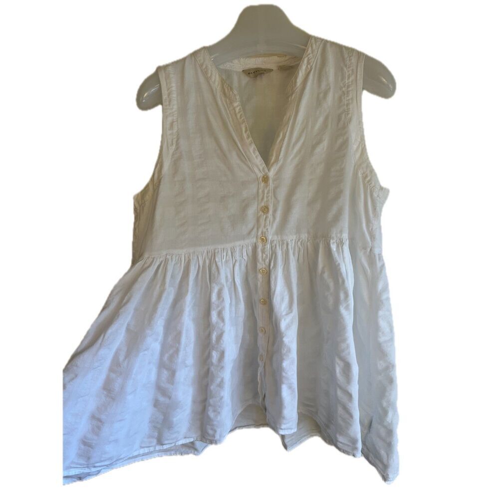 Anthropologie 11:1 Tylho White Sleeveless Textured Peplum Top Medium - Picture 2 of 7